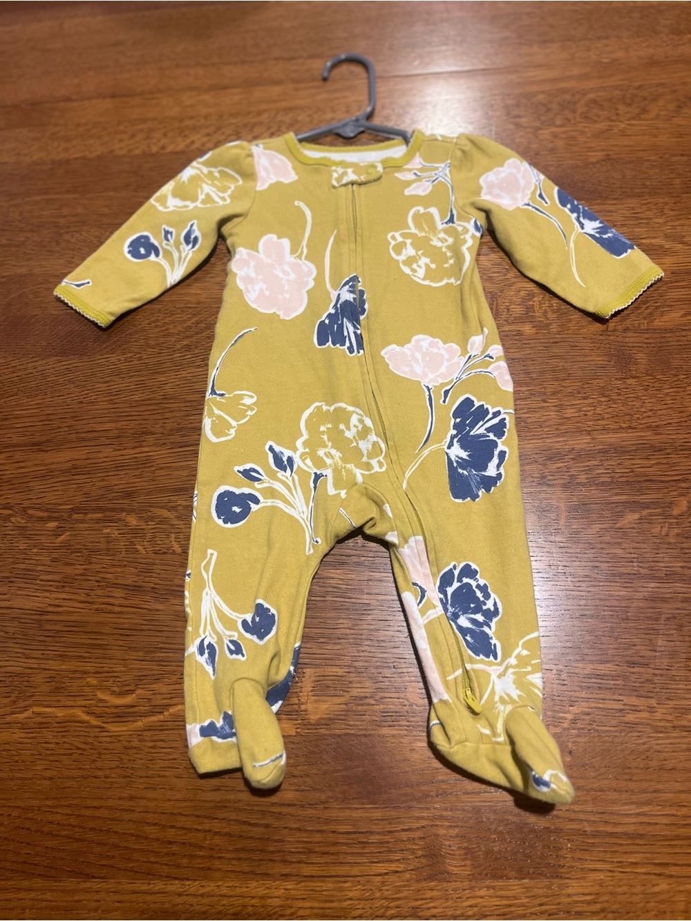Carter's Mustard Footed One-Piece with Pink & Blue Floral Print